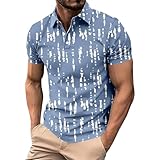 Generisch Camisa de punto funcional a rayas para todo el mundo, camiseta de punto funcional a rayas para hombre con estampado para tiempo libre y vacaciones, azul claro, 4XL
