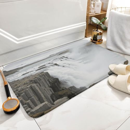 Alfombras de baño absorbentes con patrón Dettifoss antideslizante para ducha 6