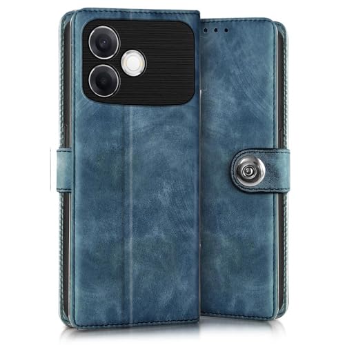 Image of WOW IMAGINE Shock Proof Flip Cover Back Case for Oppo F33 Pro 5G (Magnetic Button Flip Case | Wallet Pockets & Stand | Leather Finish | Aquamarine)