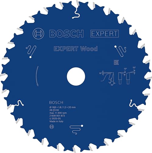 Bosch 1x EXPERT Wood Kreissägeblatt für Handkreissägen (für Weichholz, Hartholz, Ø mm, Professional Zubehör kabelgebundene Handkreissägen)