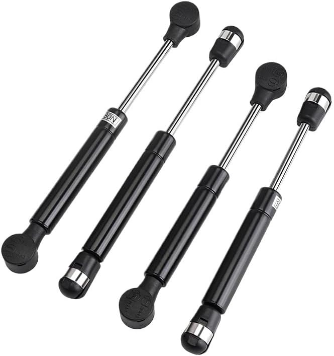 Black short 20 minimalist aluminum frame glass door support rod 6 inches 8 inches narrow side hydraulic gas support rod flip-up pneumatic rod(60N,8inchcardbuckle-aluminumframe)