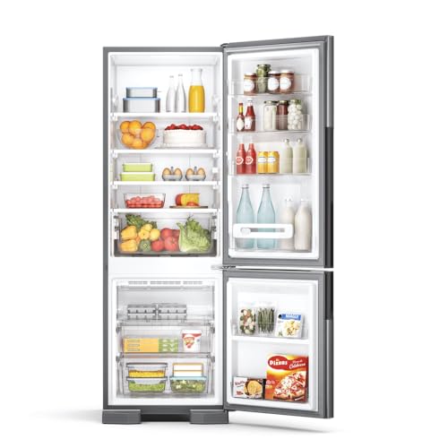 Geladeira Consul Frost Free Duplex 397 litros Evox com freezer embaixo – CRE44BK 110V