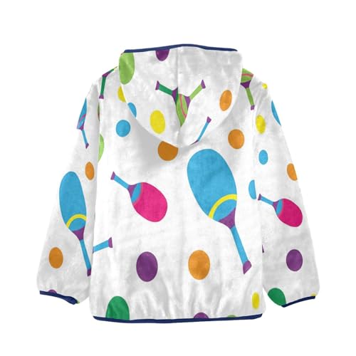Colorful Maracas on White Toddler Fleece Jacket Girl Boys Hooded Fleece Jacket Coat Warm Outwear Zip-up 3-10T2