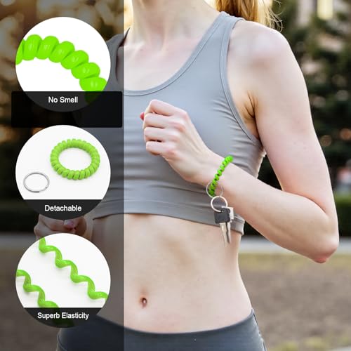Image of Spiral Coil Keychain, Anti-lost Key Chain Holder Lanyard Cord for Sauna Outdoor Sports and Gym Pool