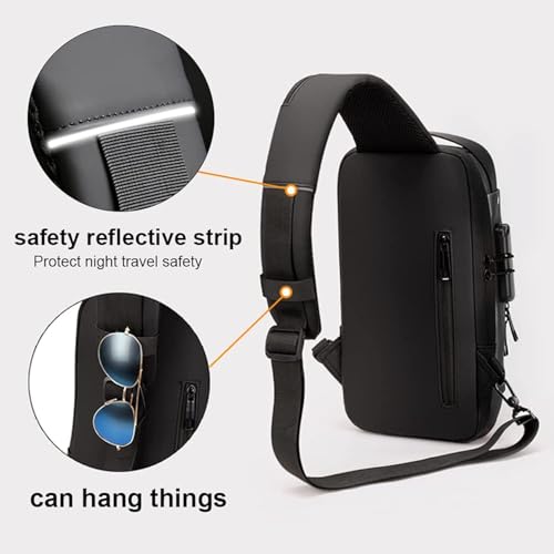 Image of PAPITA Sling Bag for Men Stylish Crossbody Backpack for Men & Women, Anti-Theft Chest Bag with Messenger Bags, Casual Shoulder Bag