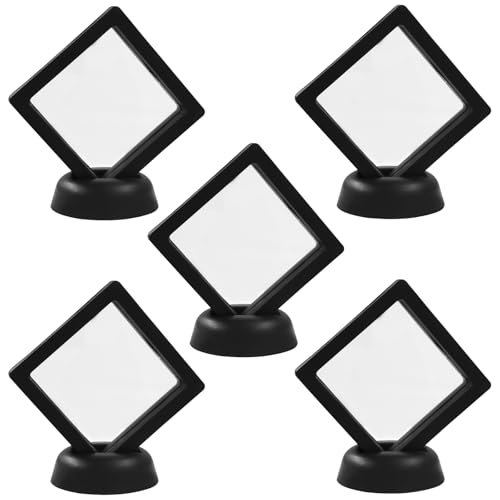 Set 5 cajas exhibidoras flotantes 3D con soporte negro