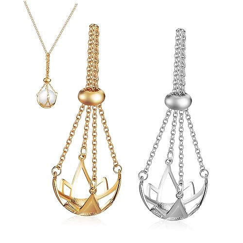 Collier porte pierre en cuivre LIFKOME avec 2 cages pour cristaux interchangeables