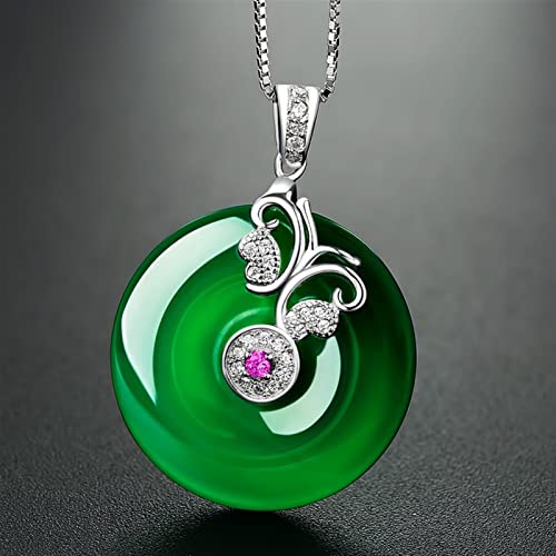 Pendentif en Jade Vert Authentique et Argent 925 de Haute Qualité