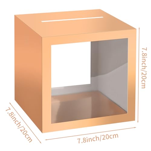 Image of Rose Gold Card Box Wedding Favors Gift Card Boxes Post Box Cardboard Receiving Money Box Holder for Wedding Reception, Baby Showers, Anniversary, Birthday Party, Retirement, Graduation Envelope Holder