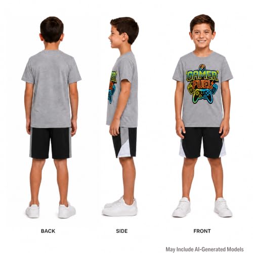 Image of Pro Athlete Active Boys Short Sets - 2 Piece Performance Crewneck Short Sleeve T-Shirt and Shorts Boys Athletic Sets (8-16)