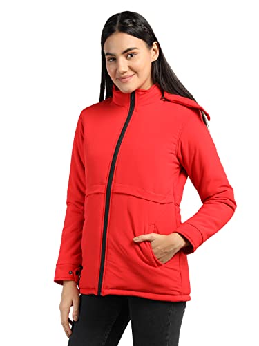 Image of CHKOKKO Women's Winter Quilted Jacket Red - Polyester, Standard Length, M