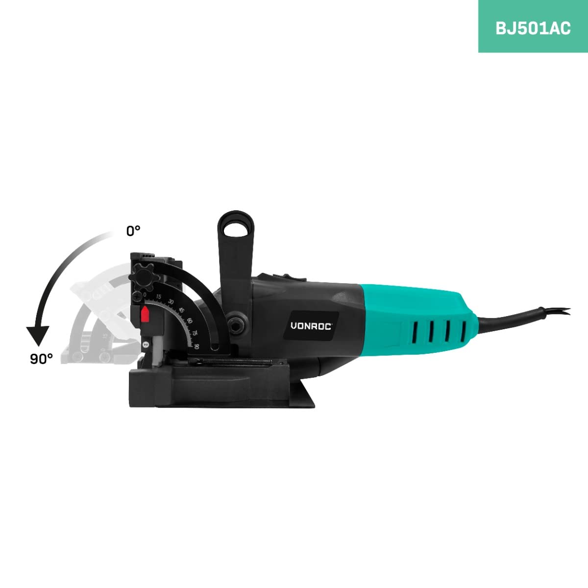 VONROC Fresatrice Lamellare 900W, 11000 giri/min, Giunzioni Invisibili, Regolazione Angolo 0-90°, Include 50 Biscotti, Sacchetto Polvere