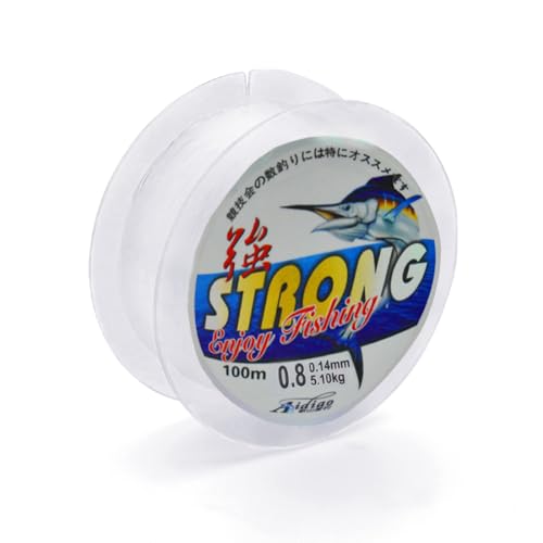 USTNIR Línea de Pesca, Monofilamento Fuerte Nylon, 100 Metros, Hilo de Pesca Transparente, 0.8 mm de Diámetro, Alambre de Nylon