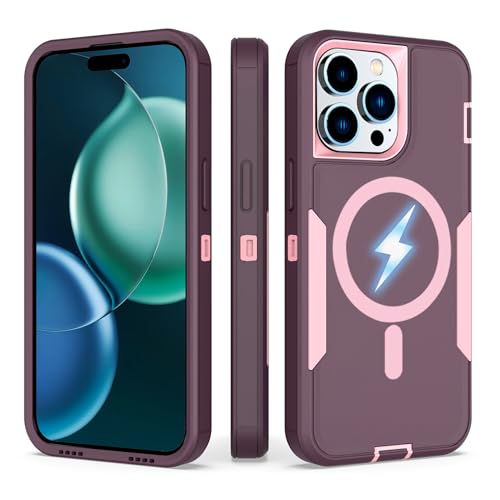 Image of showdd Designed for iPhone 16 Pro Max Case, Strong Magnetic, Compatible with MagSafe, Dual Drop Protection, Dustproof, Non Fading, Non Yellowing, Matte Anti Slip,for Men and Women, Purple Rose