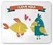 Produktbild Animals Mouse Pad, Fish Parrot Conflicting Feelings Animal Soulmates Caring Each Other Gaming Mousepad Office Mouse Mat Teal Dark Orange Mustard