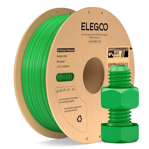 ELEGOO ABS Filament 1.75mm Green 1KG, Heat Resistant 3D Printer Filament High Toughness & Impact Resistance, 1kg Spool f