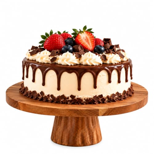 Decorlay Handmade Wooden Cake Stand | Hand-Carved Textured Pedest...