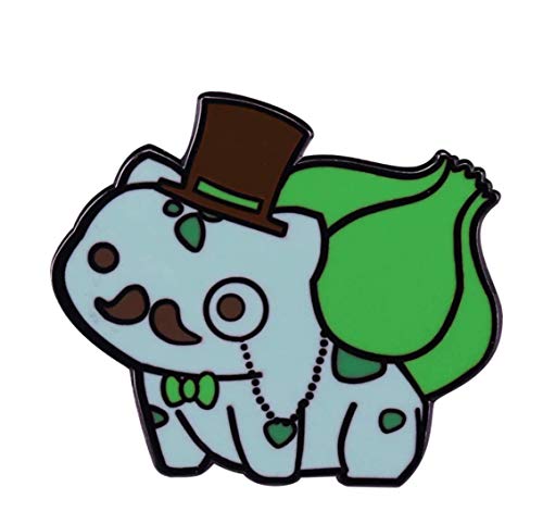 Kawaii Bulbasaur Rich Enamel Metal Monocle Glass Mustache Black Hat Pikachu Backpack Small Cute Pin Stacked Characters Colorful Unique