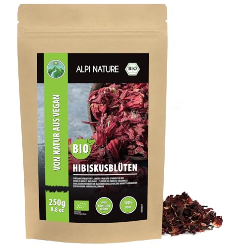 Alpi Nature Té de Hibisco Flor de Jamaica Orgánica 250g, Flor de Hibisco Seca Entera, Hibiscus Tea