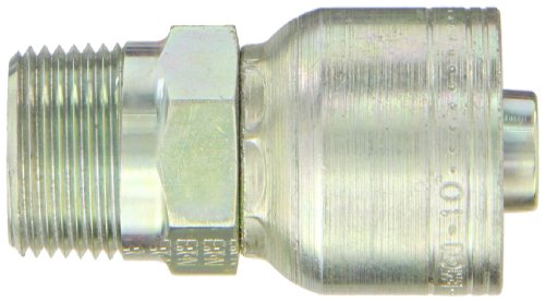 Image of Aeroquip 1AA12MP10 Carbon Steel Global TTC (Thru the Cover) Crimp Hose Fitting Male Pipe, Straight, 5 /8 inch Hose ID, 3 /4 inch - 14 Thread