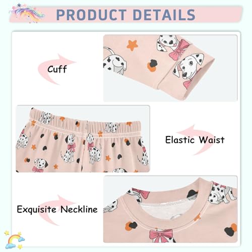 Pajama Sets Long Sleeve Dalmatian Dogs with Bows Soft Comfy Sleepwear 2 Piece PJS 3-8T4
