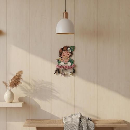 Image of JIVAY Baby Krishna Decorative Wall Mounted Key Holder for Home Wooden Key Hanger with 7 Hooks Designer Key Stand for Living Room, Entrance & Office Home Decor Gift Item (Pack of 2)