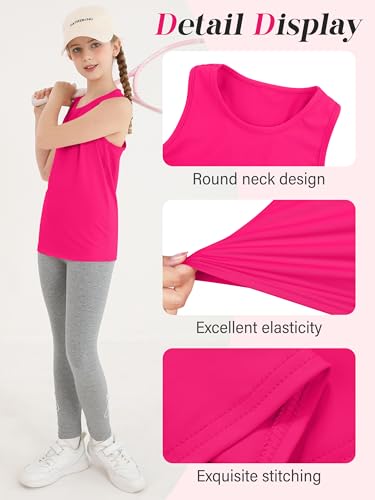 Poroka 5 Pack Girls' Dance Tank Tops Active Dry Fit Athletic Top Sleeveless Racerback Tank Top for Gymnastics3