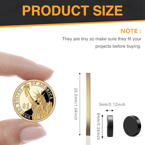 Image of TRYMAG Black Refrigerator 6x3mm Small Round Rare Earth Magnets, 70Pcs Mini Multi-Use Strong Neodymium Magnets for Refrigerator, Whiteboard, DIY, Crafts, Nail Cutter
