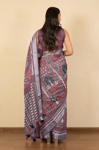 Image of MIRCHI FASHION Saree for Woman Cotton Blend Printed | Traditional Ethnic Sari for Ceremonial Use and Farewell with Blouse Piece