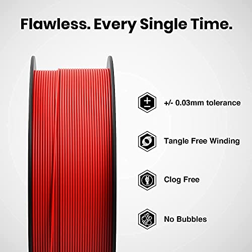 Image of Matte PLA 3D Printer Filament 1.75mm, 1kg Spool (2.2 lbs) - UV /Heat /Weather Resistant, Strong Layer Bonding, Smooth Printing, Low Odor, Outdoor Functional Prototypes, FDM Compatible (red, 1 Kg)