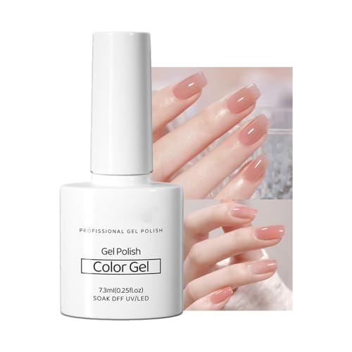 Nude Pink Nail Gel Polish, Light Color Nails Varnish Quick Drying, Home Salon DIY Nail Art, 7.5ml Semi-transparent Red Clear Coat Nail Art, Festival Gifts for Women