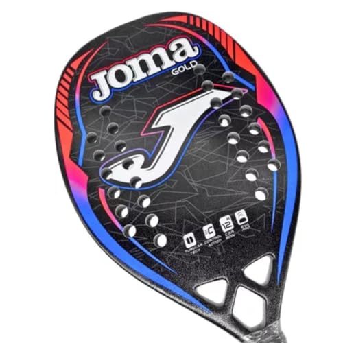 Raquete Beach Tennis Gold Pro 12k azul e vermelho Joma