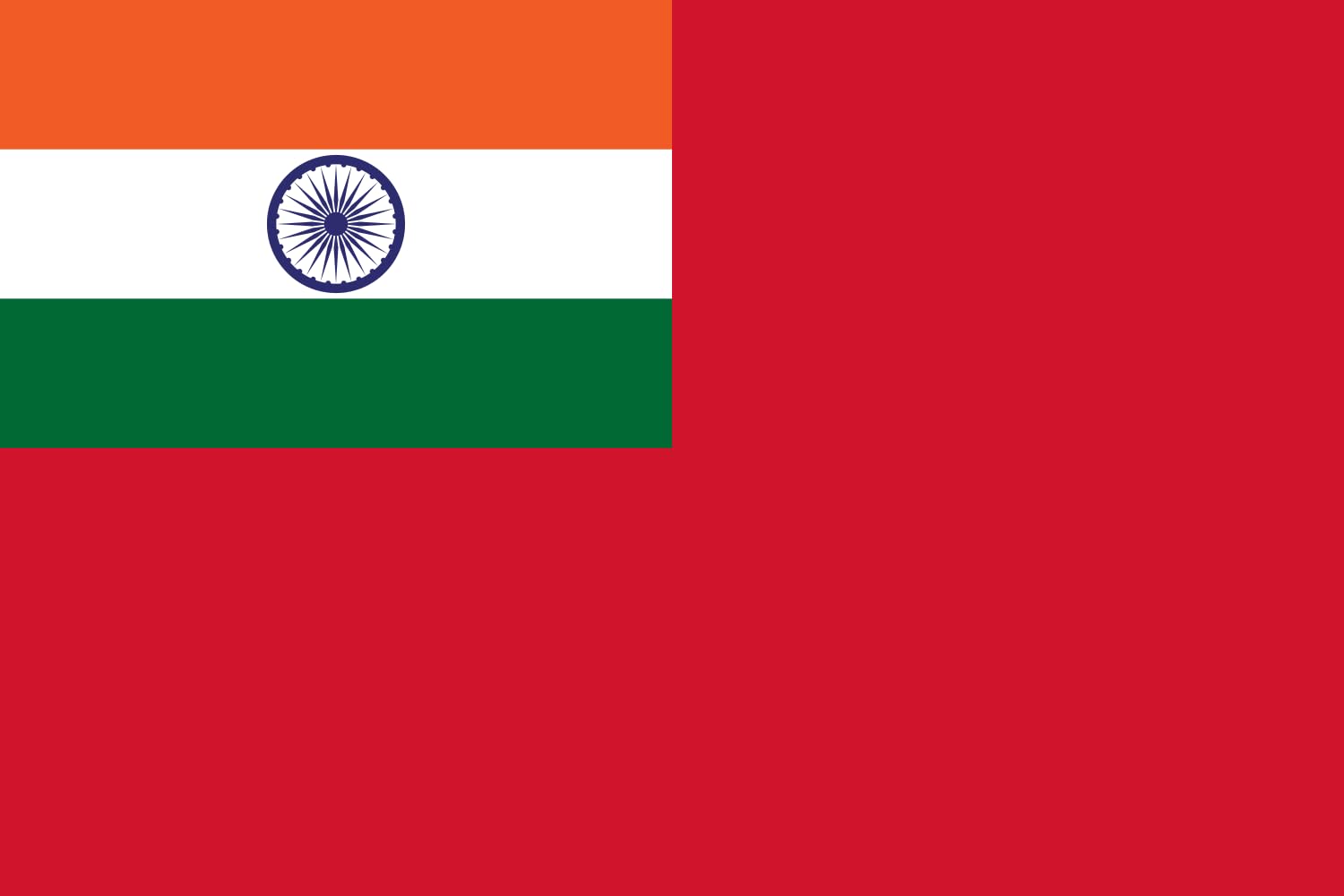 Drapeau Civil Ensign of India paysage grand pavillon indien extérieur