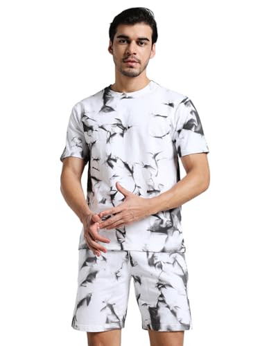 Image of Vogaan Men's Cotton Short Sleeve Tracksuit Summer T Shirt & Shorts Set with 2 Pockets || Casual Co-ord Sets