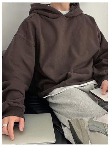 SOLY HUX Men's Hoodies Sweatshirt Collar Hoodies Pullover Casual Drop Shoulder Basic Pullover Sweatshirt with Hood3