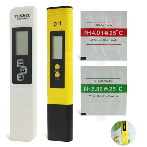 Misuratore pH Acqua Digitale 4 in 1, PHmetro con Lettura TDS EC e Temperatura, Alta Precisione ±0.1, LCD Display, Misuratore PH Piscina, Acquario, Potabile, con Calibrazione Automatica