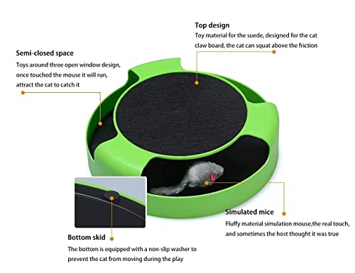 Image of Pets Empire Cat Interactive Toys with a Running Mice and a Scratching Pad,Catch The Mouse,Cat Scratcher Catnip Toy,Green