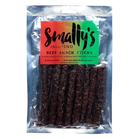 Smally's Biltong | Beef Snack Sticks - Jalapeno Flavour Droewors | High Protein Beef Snack | Traditional South African Air Cured Beef Sausage | 500g Pack Cover
