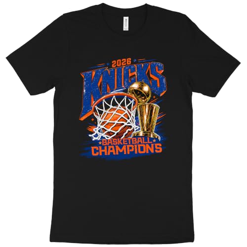 New York Basketball Champions 2026 Graphic T-Shirt | Blue Orange Hoop Trophy Fan Tee | NYC Hoops Championship Gift Men Women