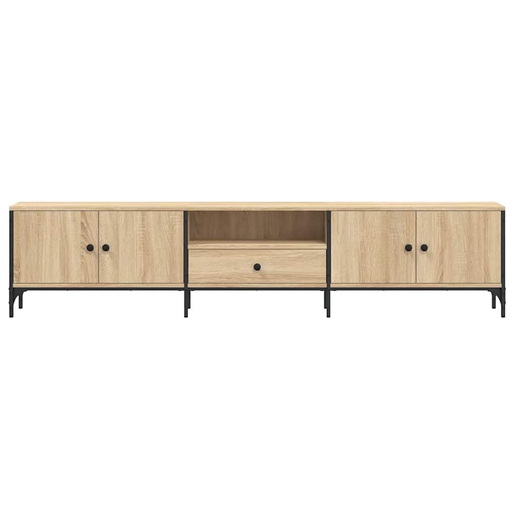 TV-Schrank Sonoma-Eiche mit Schublade 200x25x44cm Holzwerkstoff Metallrahmen Stauraum Lowboard Wohnzimmer Schlafzimmer