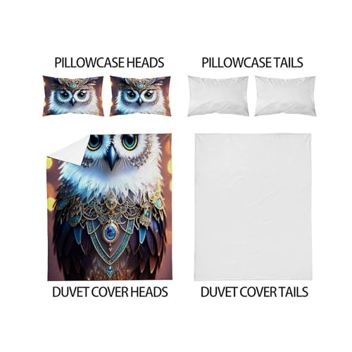 Parure de lit 100% coton Super King La Chouette motif impression 3D premium - 4