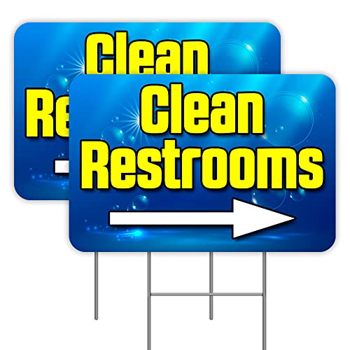 Vista Products Clean Restrooms (Arrow) 2 Pack Double-Sided Yard Signs