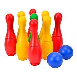 SIMBA 107223714 – Kegelspel met houder, 9 kegels, 2 ballen, kan met water of zand gevuld worden, 26cm,Meerkleurig