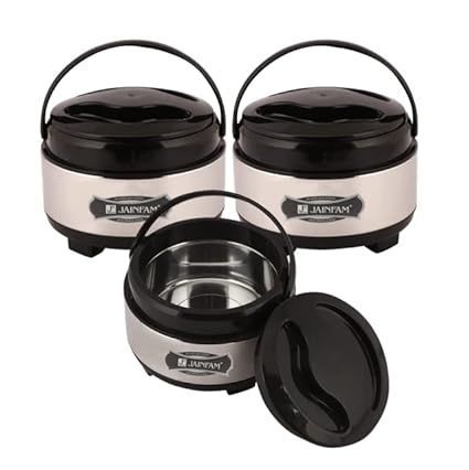 JAINFAM Pack of 3 Hot-Pot Insulated Casserole Food Warmer Thermoware Casserole Pack of 3 Pc Casserole Set PACK OF 3 (3000ML,4000ML,5000ML)