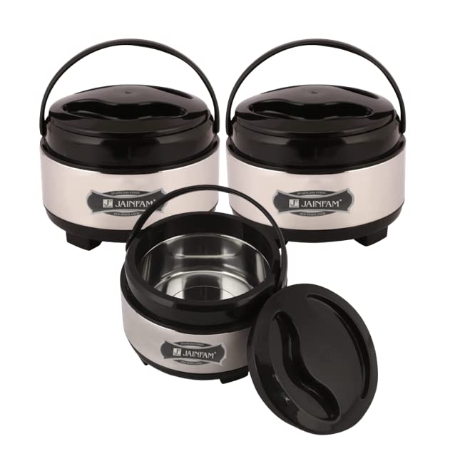 JAINFAM Pack of 3 Hot-Pot Insulated Casserole Food Warmer Thermoware Casserole Pack of 3 Pc Casserole Set (1000ML Each)-image-30