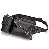 KPYWZER Vintage Leather Waist Bag Fanny Pack for Men Women Hip Bum Belt Slim Cell Phone Purse Casual...