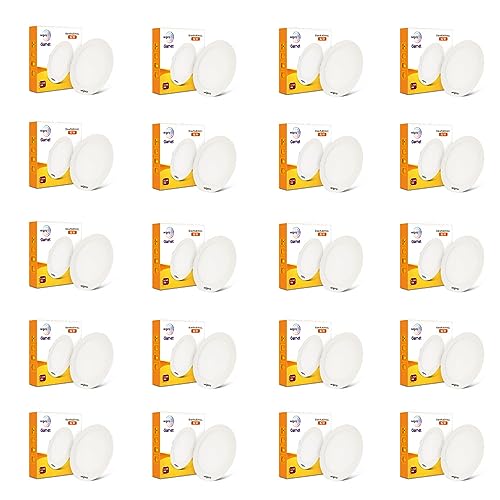 Image of wipro Garnet 16W Round LED Slim Plus Panel | Warmwhite Light(2700K)| Ultra-Slim Design | Aluminium Housing | Flicker Free Design | Recessed Down Light for False Ceiling |Cutout - 100mm |Pack of 20