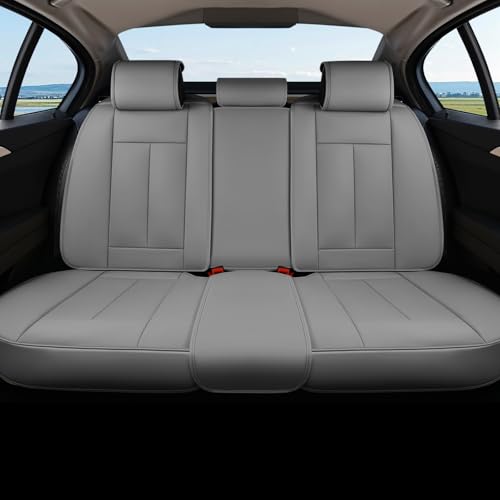 Image of Coverado Back Seat Cover, Gray Seat Covers for Cars, Waterproof Back of Car Seat Protector for Kids, Nappa Leather Car Seat Cushion, 3-Pieces Universal Fit Most Cars Interior Backseat Covers