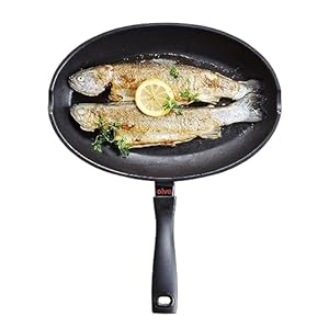 Alva Energy Nonstick Frying Pan Skillet, Nontoxic, PFAS Free Cast Aluminium Non Stick Fry Pan for Cooking, Omelette Pan, Electric Frying Pan, Suitable as Induction Cookware (13.4″ Fish Frying Pan)