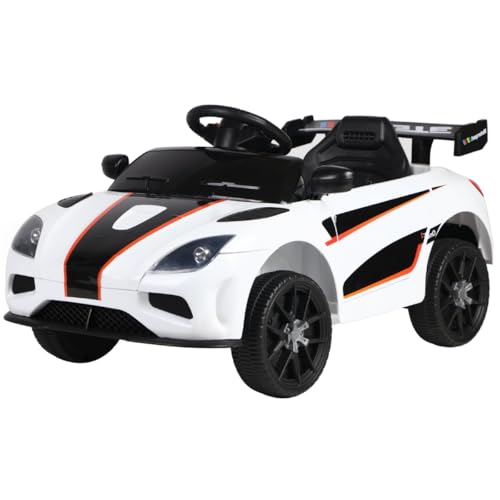 Carro Elétrico Infantil Esportivo Branco 12v Motorizado com Som e Luz Controle Remoto e Pedal